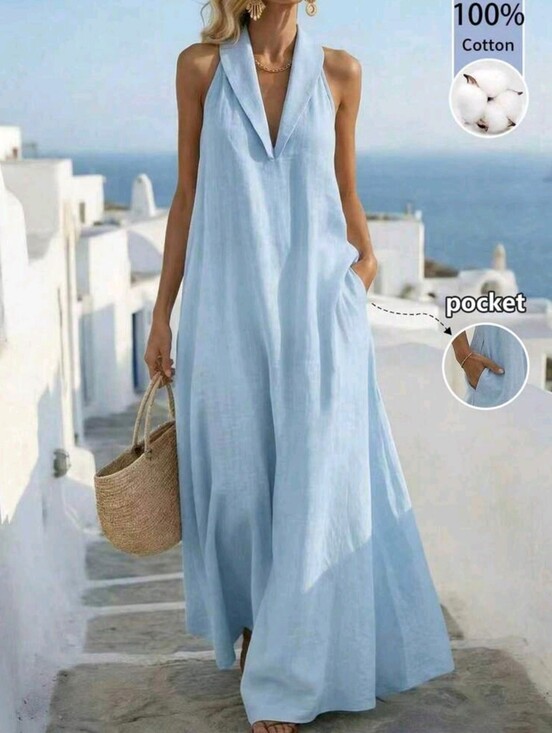 Dresses & Skirts - Loose Elegant Retro Relaxed Vacation Island Travel A-Line Sleeveless Dress